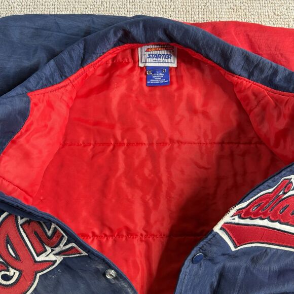 Vintage Cleveland Indians Starter Jacket Large Script MLB Diamond Collection 90s - Picture 13 of 15